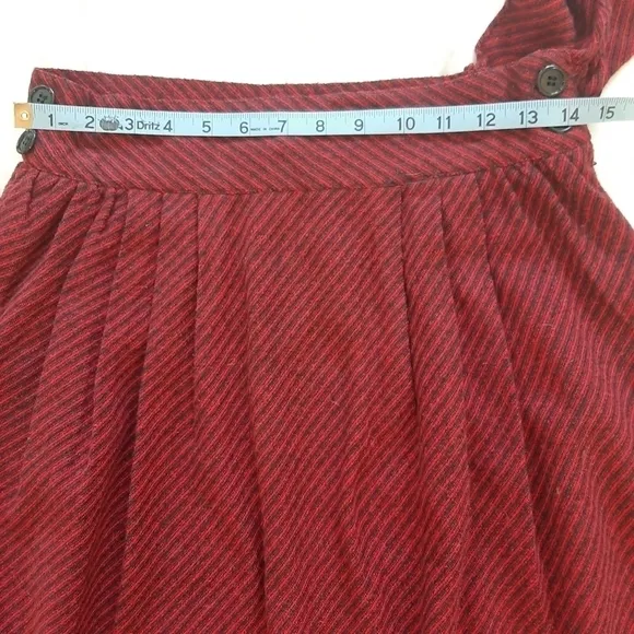 Vintage 40s 50s Striped A-Line Pleated Skirt with Tie Accent