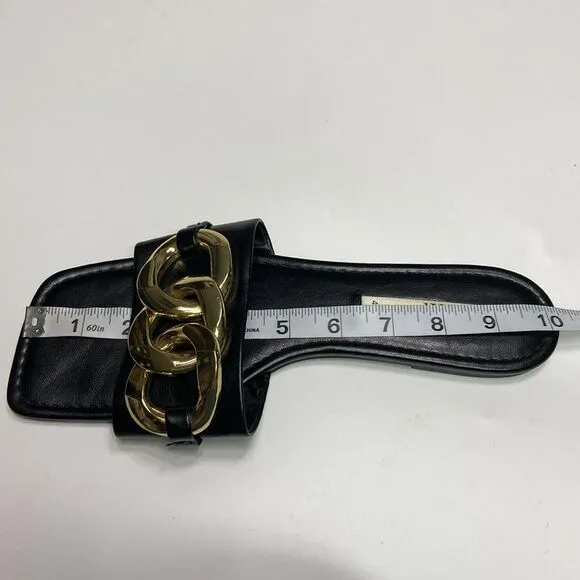 Zara Chain Trim Beach SummerSandals Square Open Toe size 40/9